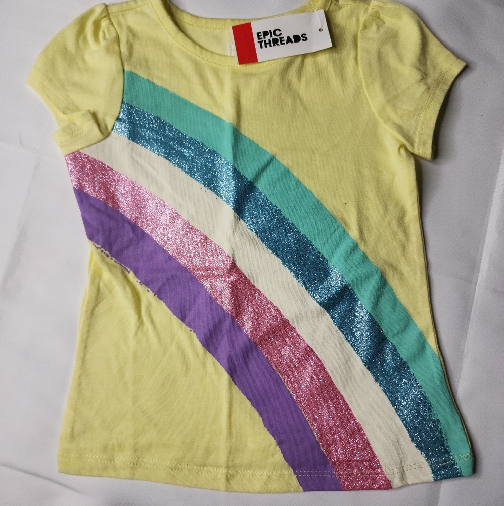 Epic Threads Girls T-shirt Short Sleeve Rainbow 4T